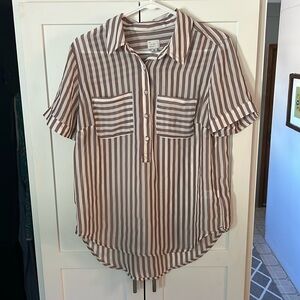 Striped Popover Shear Top